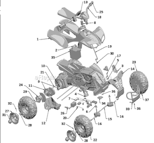 Page A Diagram and Parts List for K0450  Power Wheels Ride-On ATVs